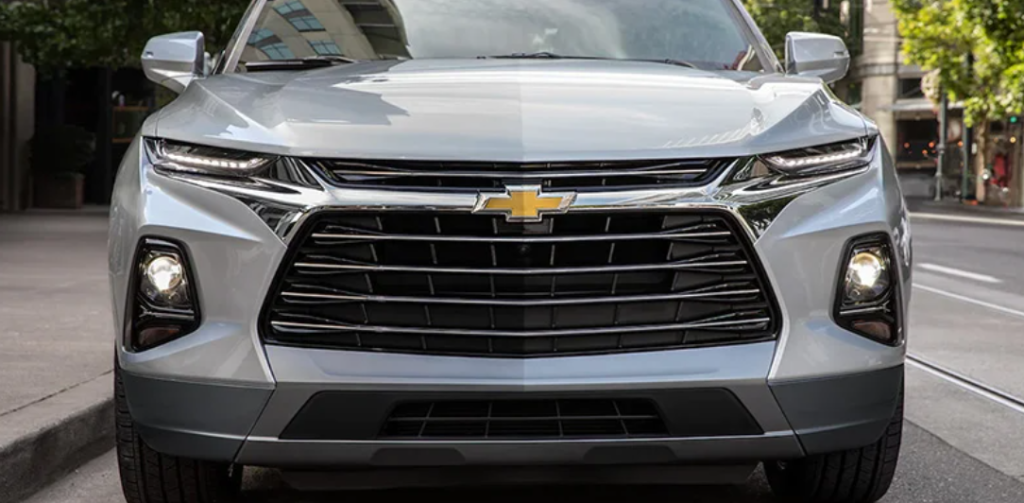 The front grille of a 2022 Chevrolet Blazer.
