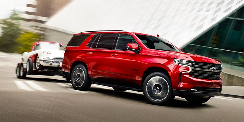 A red 2023 Chevy Tahoe.