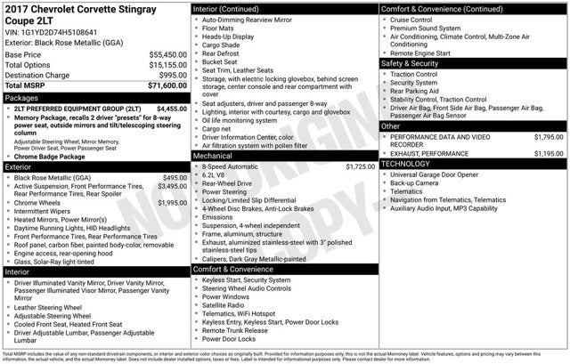 2017 Chevrolet Corvette 2LT