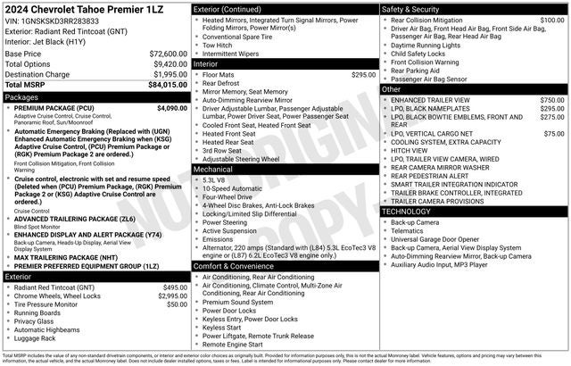 2024 Chevrolet Tahoe Premier