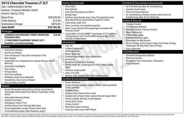 2015 Chevrolet Traverse 2LT 2LT