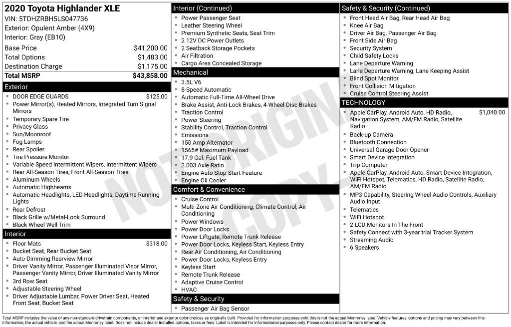 2020 Toyota Highlander XLE