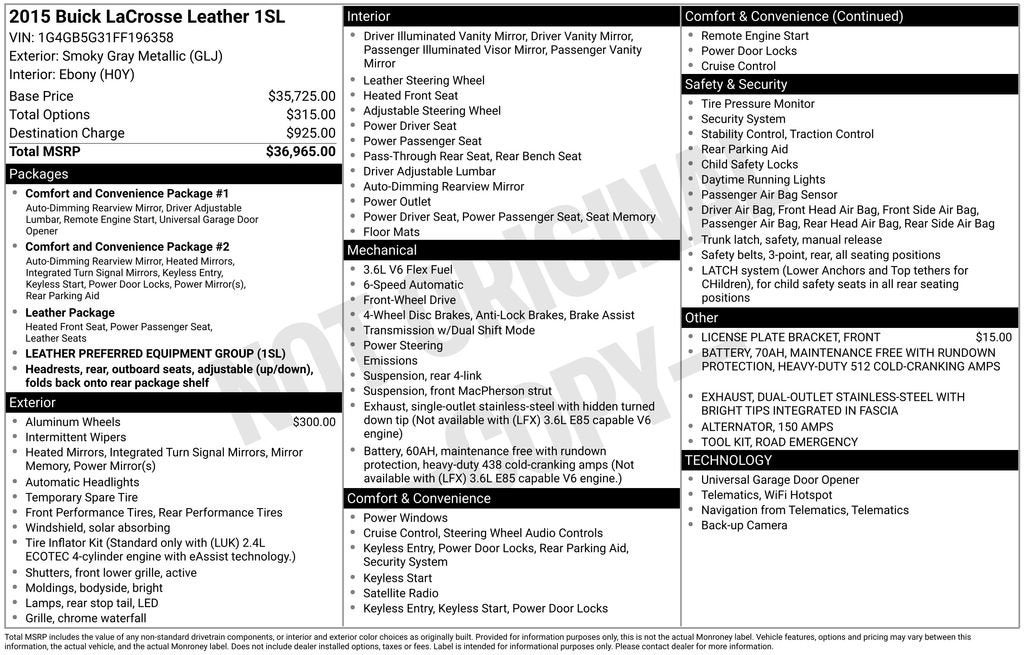 2015 Buick LaCrosse Leather