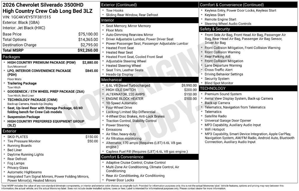 2026 Chevrolet Silverado 3500 HD High Country DRW