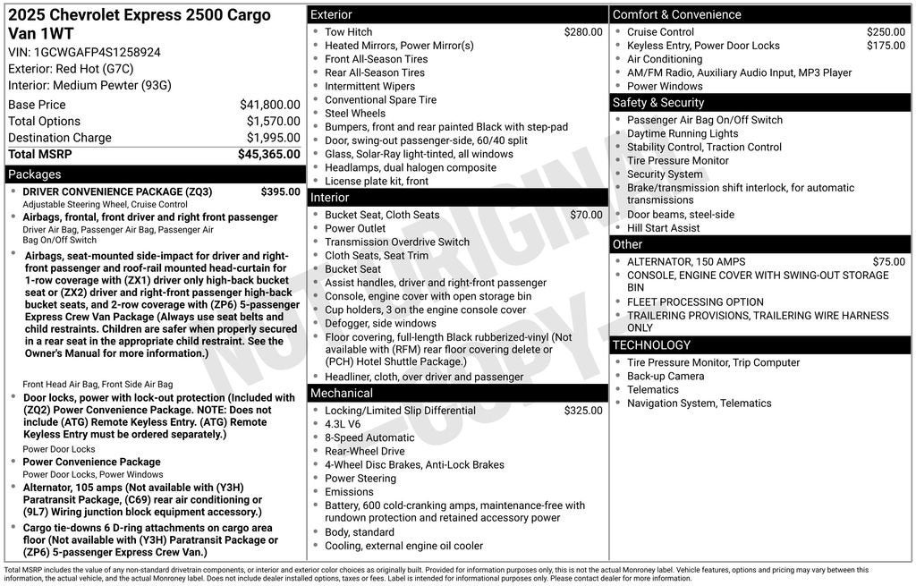 2025 Chevrolet Express Cargo WT