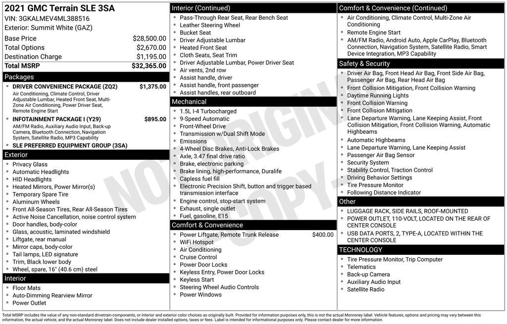 2021 GMC Terrain SLE