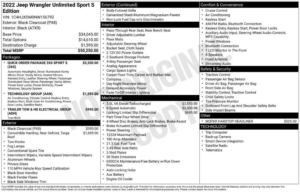 2022 Jeep Wrangler Unlimited Sport S