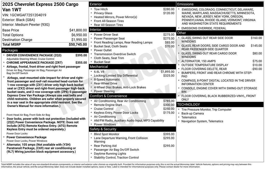 2025 Chevrolet Express Cargo WT