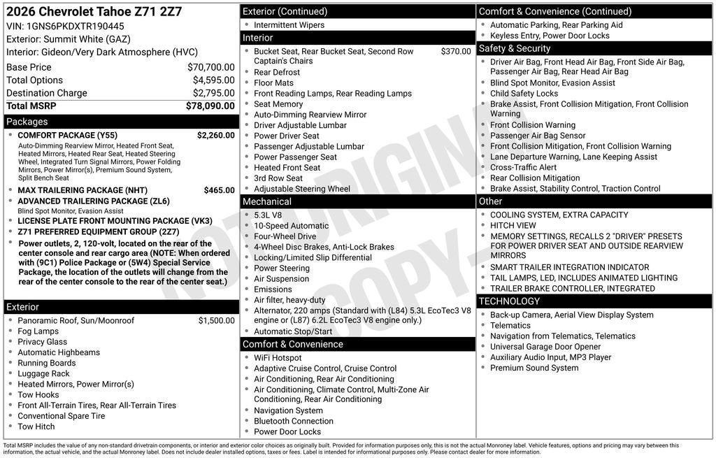 2026 Chevrolet Tahoe Z71