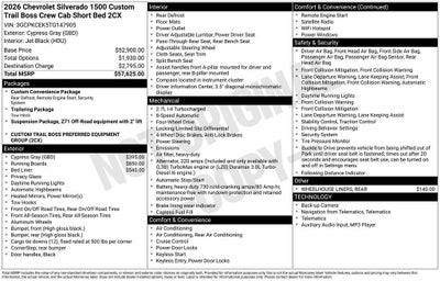 2026 Chevrolet Silverado 1500 Custom Trail Boss