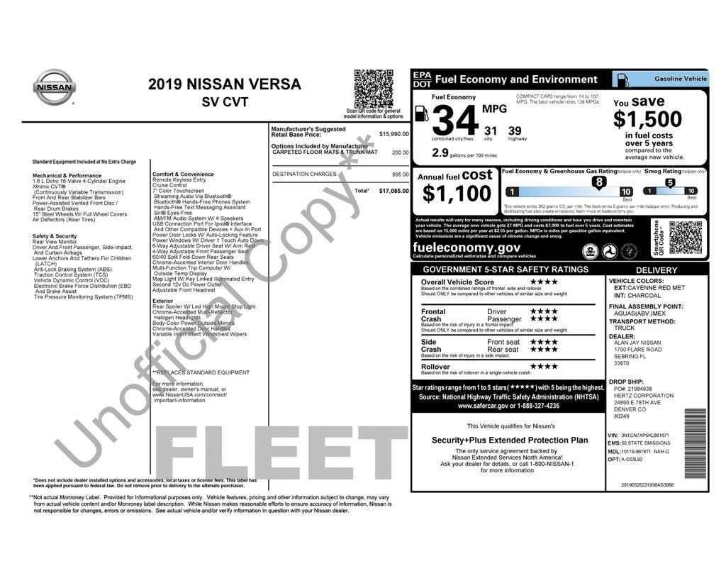 2019 Nissan Versa Sedan SV
