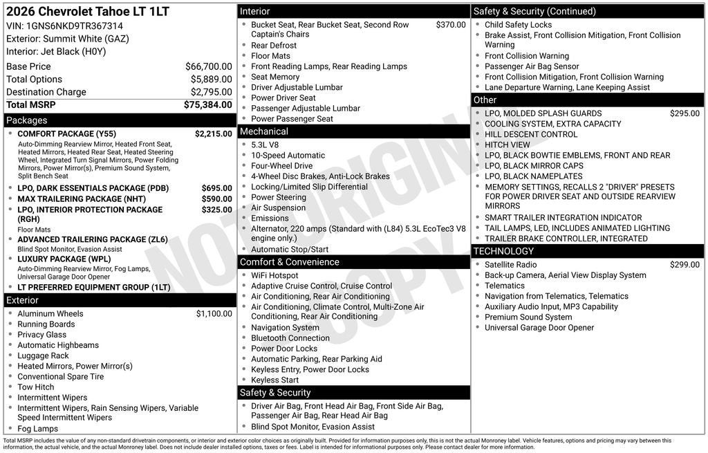 2026 Chevrolet Tahoe LT
