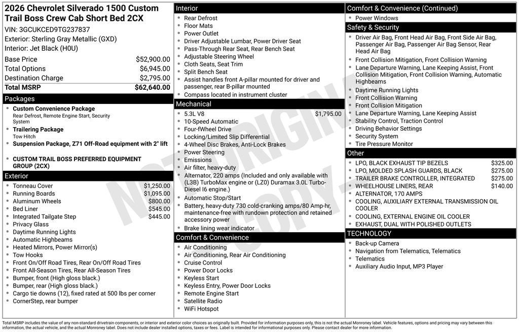 2026 Chevrolet Silverado 1500 Custom Trail Boss