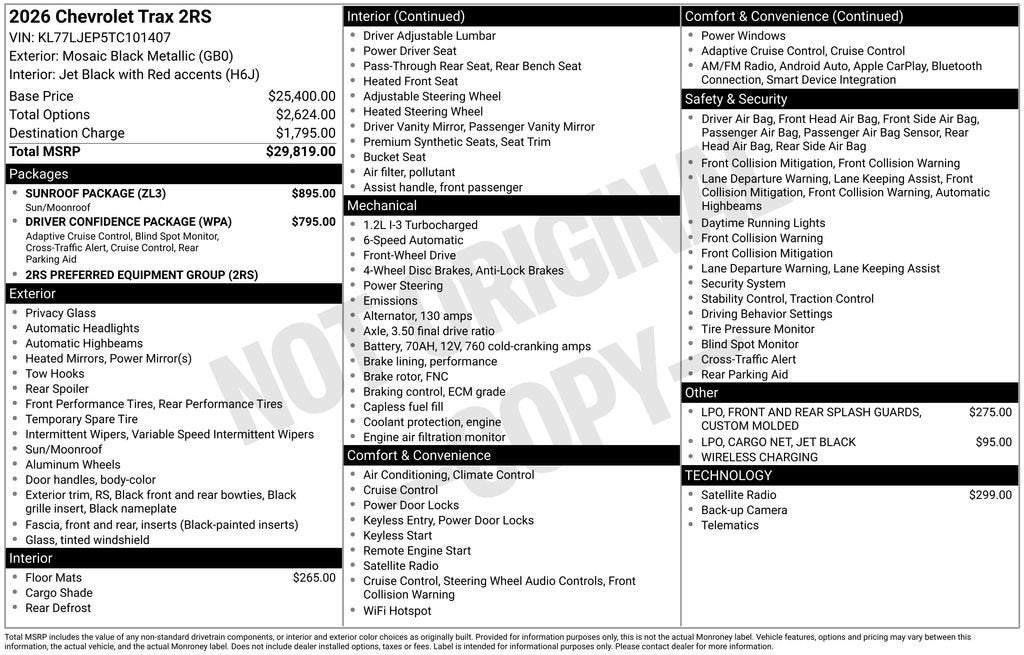 2026 Chevrolet Trax 2RS