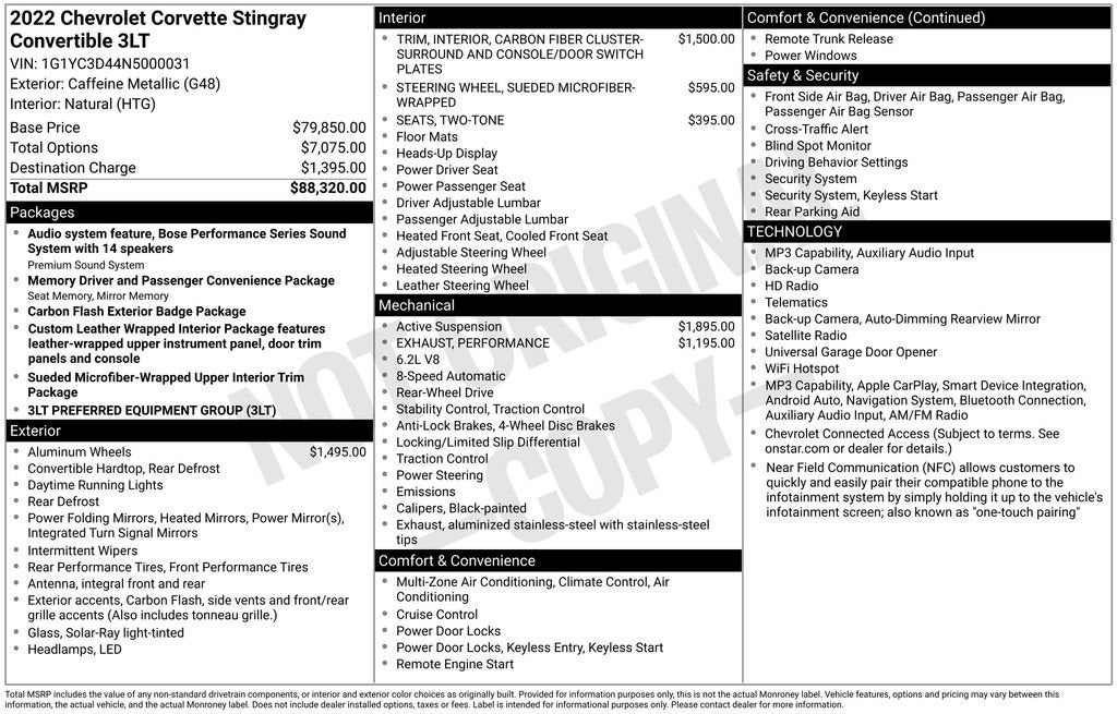 2022 Chevrolet Corvette Stingray 3LT