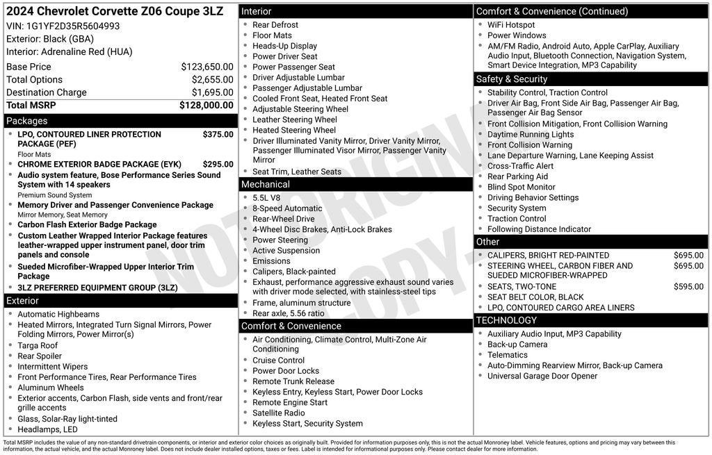 2024 Chevrolet Corvette Z06 3LZ