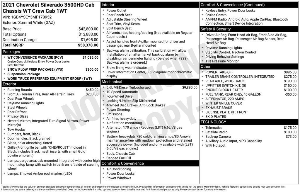 2021 Chevrolet Silverado 3500 HD Chassis Cab Work Truck