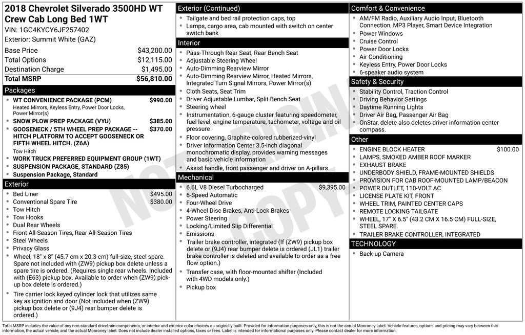 2018 Chevrolet Silverado 3500 HD Work Truck