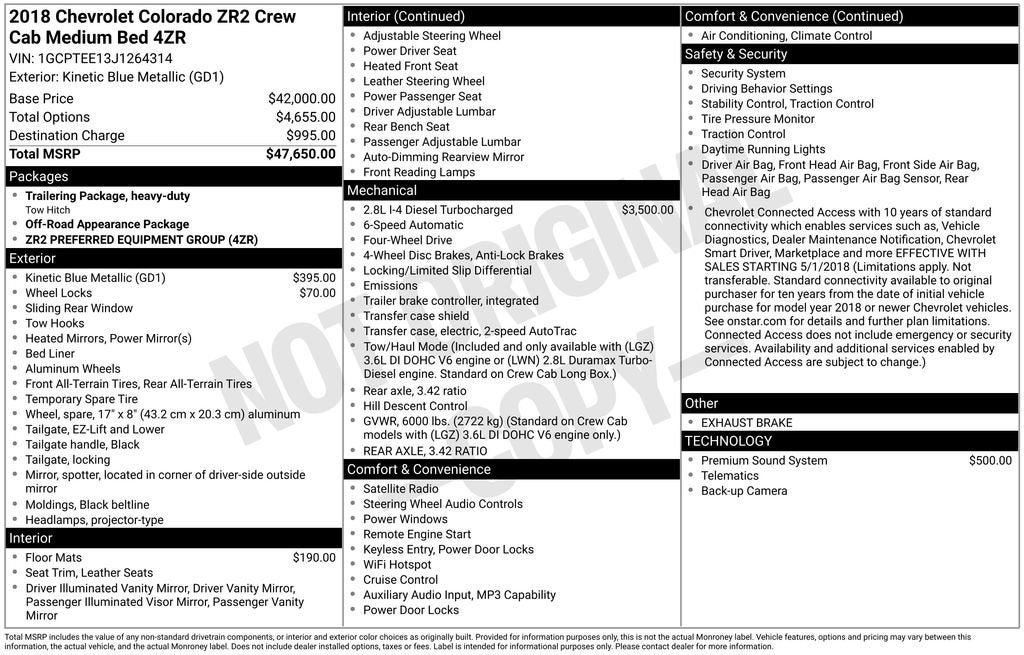 2018 Chevrolet Colorado 4WD ZR2