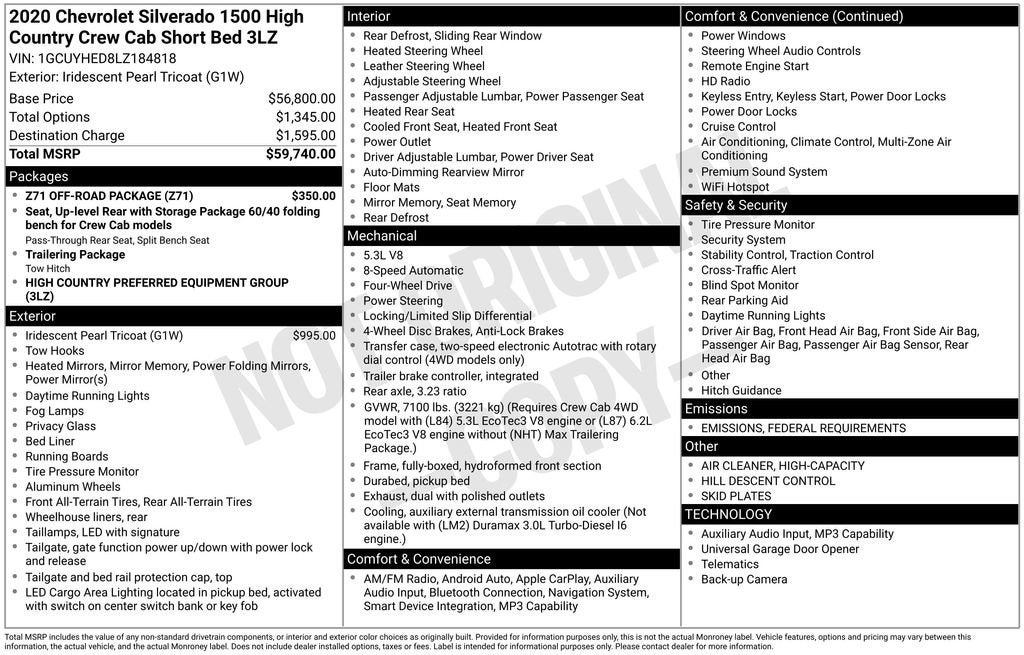 2020 Chevrolet Silverado 1500 High Country
