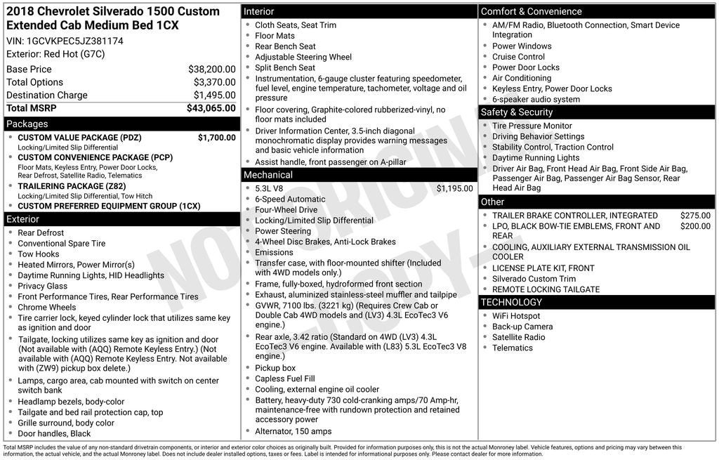 2018 Chevrolet Silverado 1500 Custom