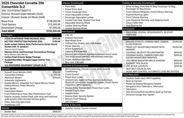 2026 Chevrolet Corvette Z06 3LZ