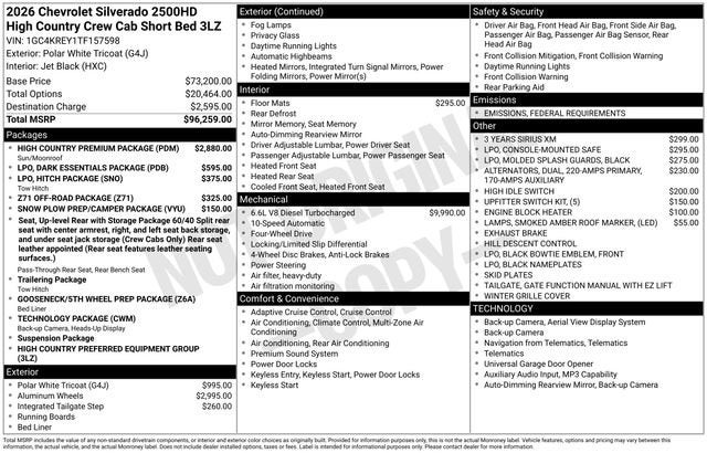 2026 Chevrolet Silverado 2500 HD High Country