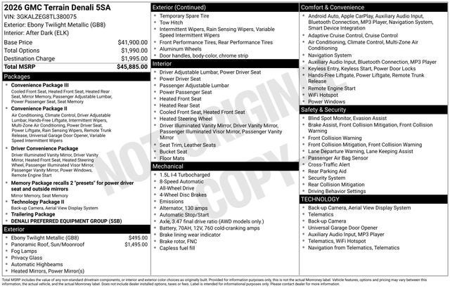 2026 GMC Terrain Denali