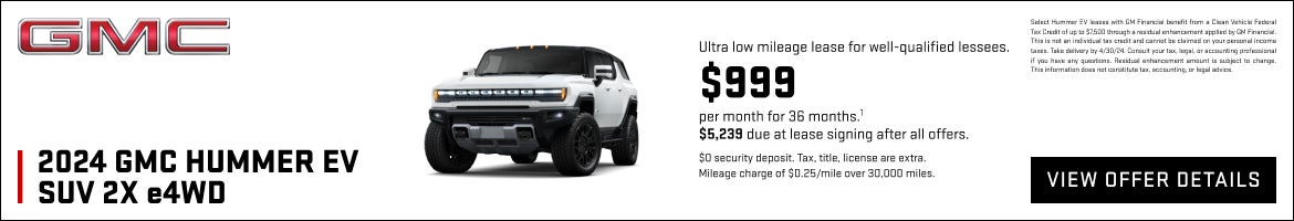 Ultra low mileage lease for well-qualified lessees.

$999 per month for 36 months.1 

$5,239 due ...